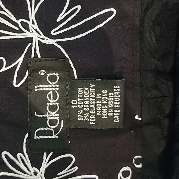 Rafaella Skirt 97% Cotton Floral Black Size 10 - Picture 9 of 9